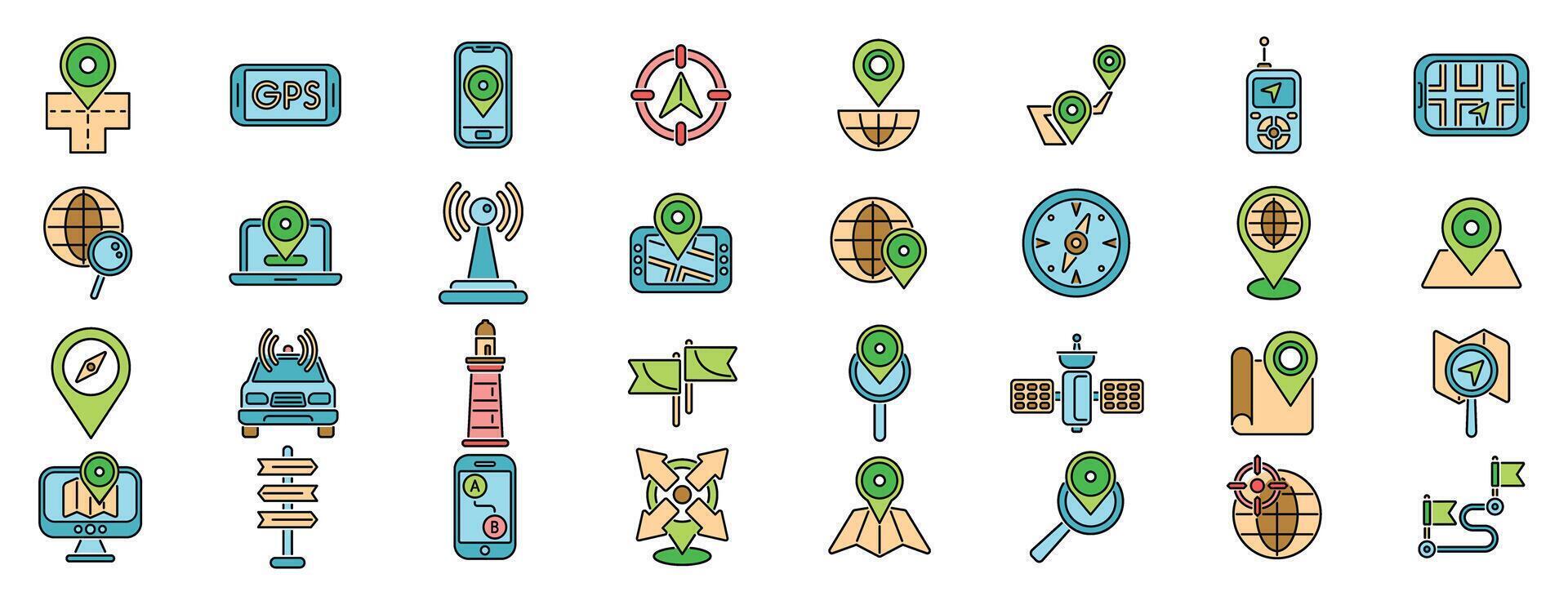 Gps navigation system providing location tracking and route guidance with destination markers vector