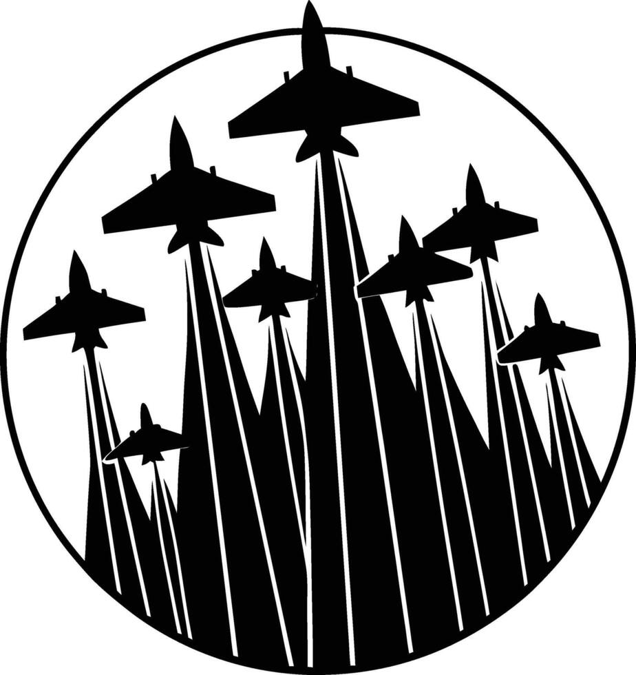 Fighter Jets Ascending in Formation Against a Stark Background vector