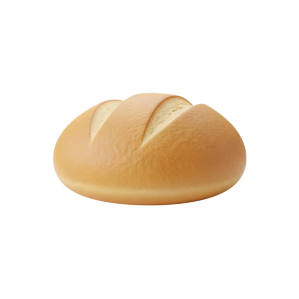 3d icon of a goldenbrown, crusty loaf of bread with scored lines, isolated on a plain transparent background png