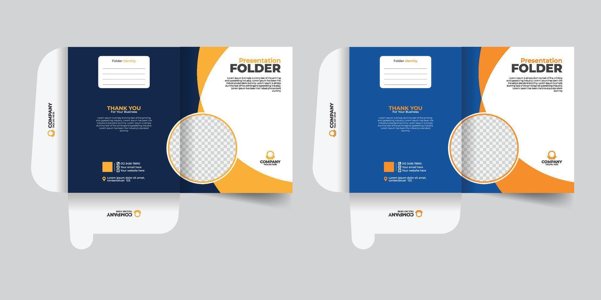 Creative business presentation folders with a modern design. Professional corporate document templates. Distinctive real estate file folder styles. vector