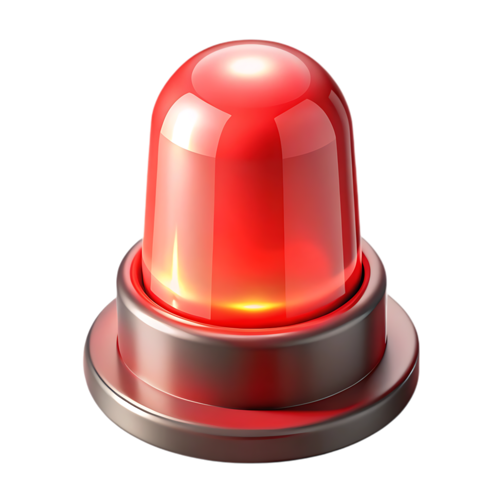 3d icon of a glowing red alarm light with a metallic base, isolated on a transparent background png