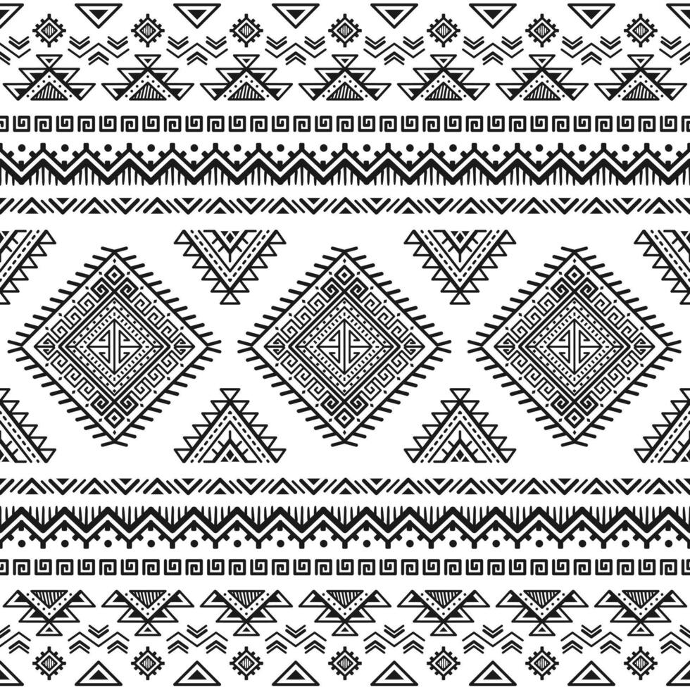 Ethnic seamless monochrome pattern. Aztec geometric background. Tribal print. Navajo fabric. Modern abstract wallpaper, illustration. For paper, textile design, black vector