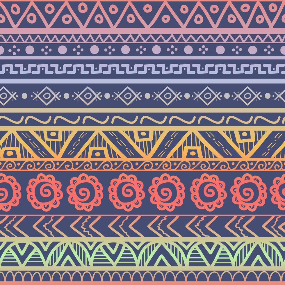 Tribal striped seamless pattern. Hand drawn aztec background. Soft colors. Can be used in fabric design for making of clothes, accessories, creating decorative paper, wrapping etc vector