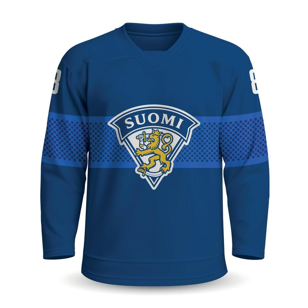 Finland National Ice Hockey Team Home Jersey with National Symbol vector