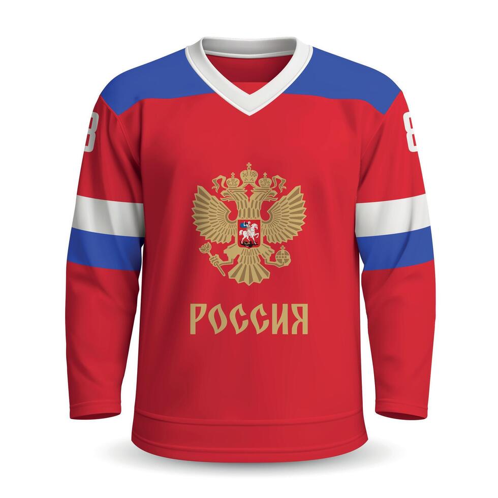 Russia National Ice Hockey Team Home Jersey with National Symbol vector