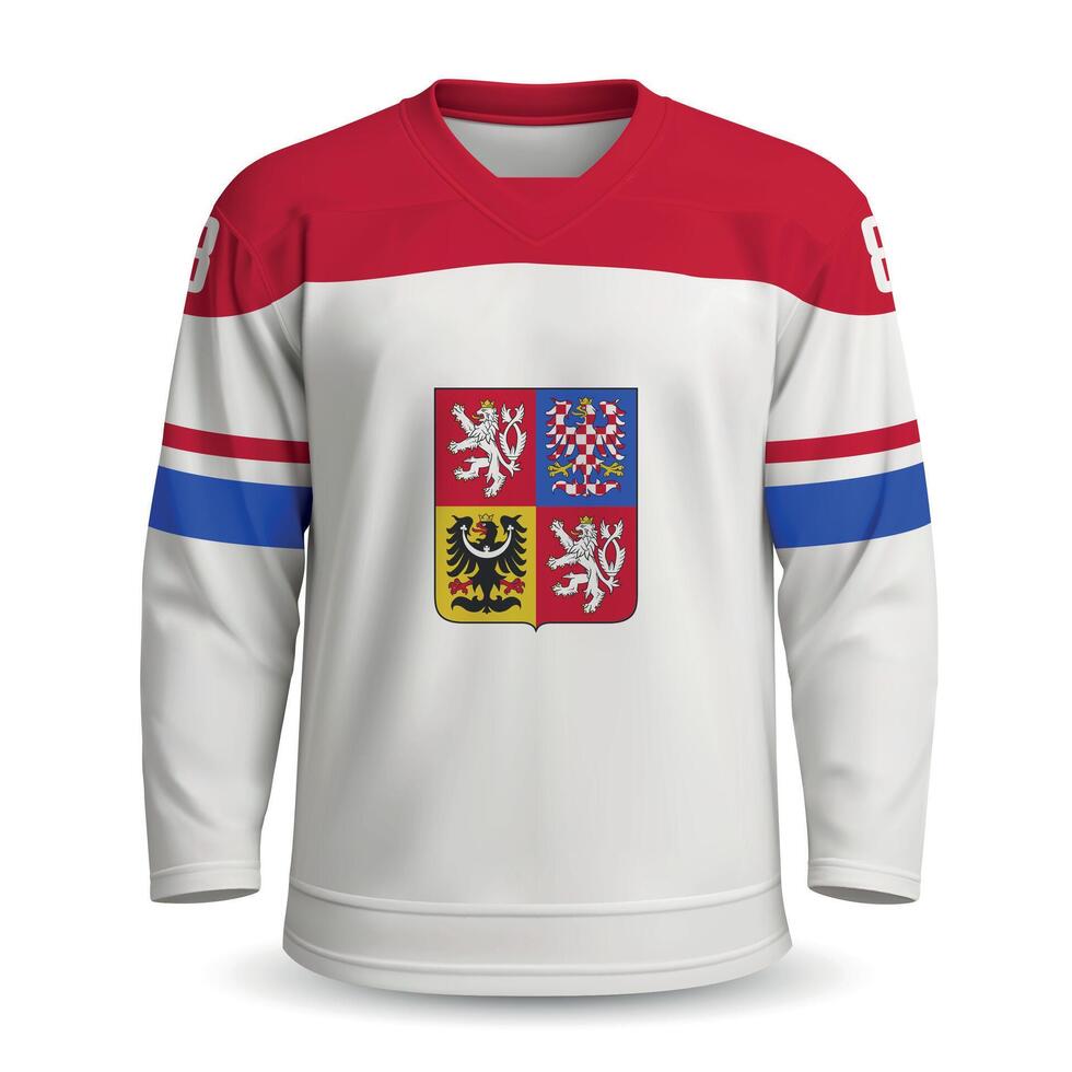 Czech Republic National Ice Hockey Team Home Jersey with National Symbol vector