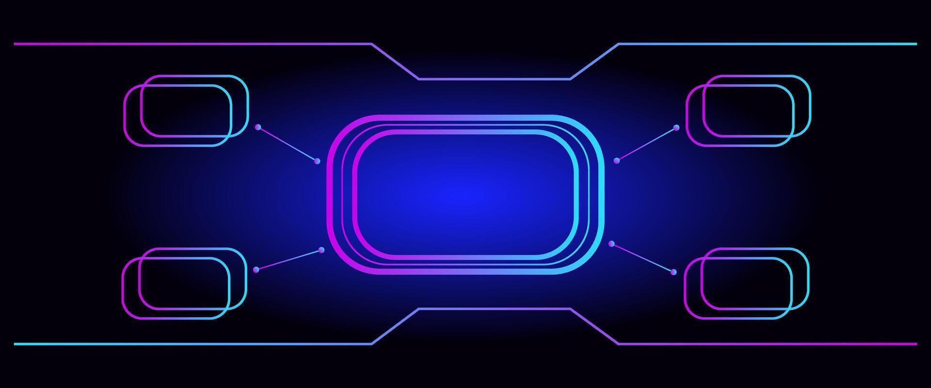 Futuristic Neon Blue and Purple Tech Interface Background with Data Nodes vector