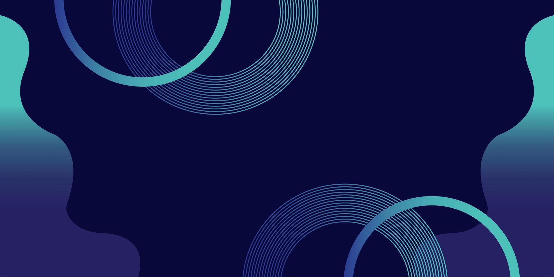 Futuristic Abstract Background with Gradient Blobs and Circular Line Elements Dark Blue Modern Design vector