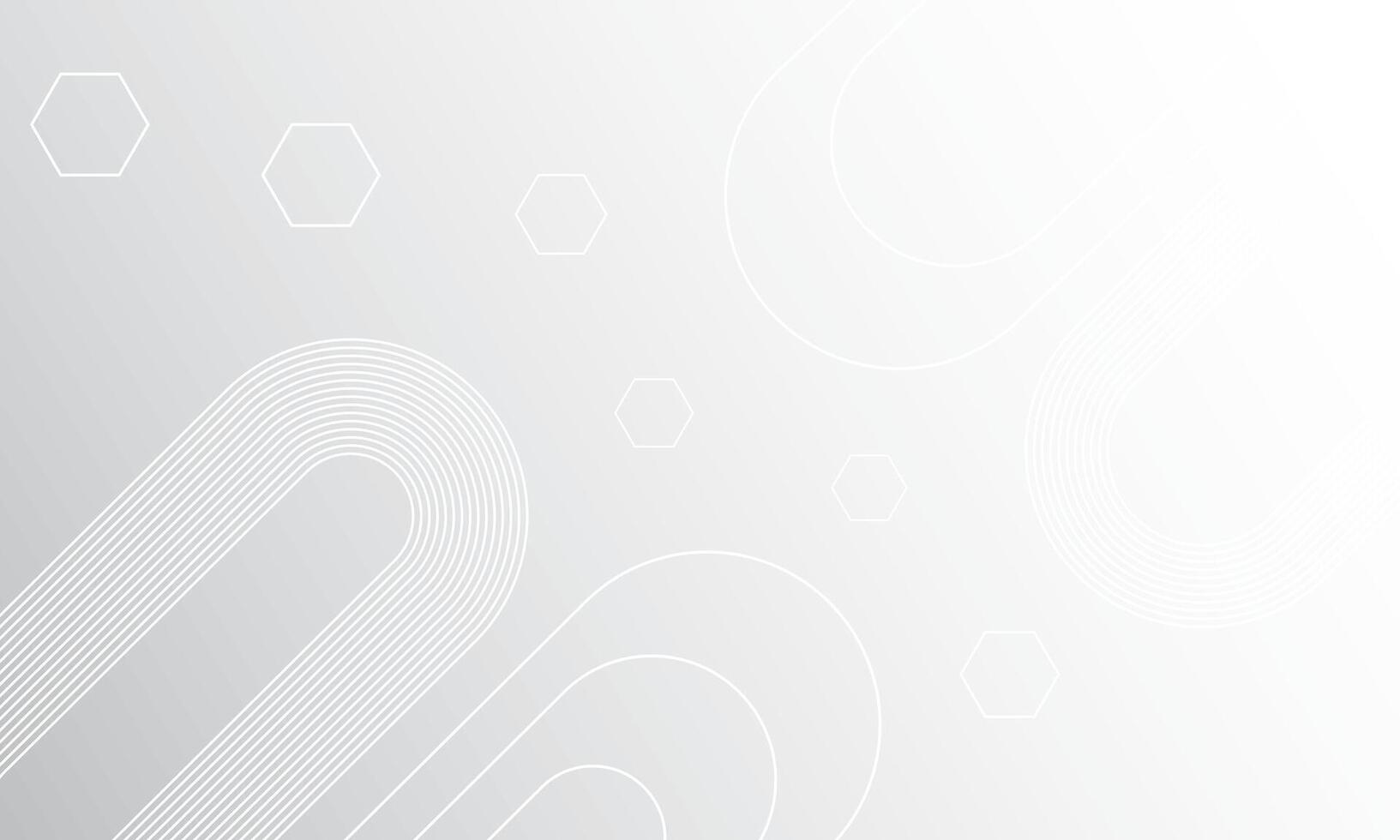 White Minimal Futuristic Abstract Background with Line and Hexagon Elements vector