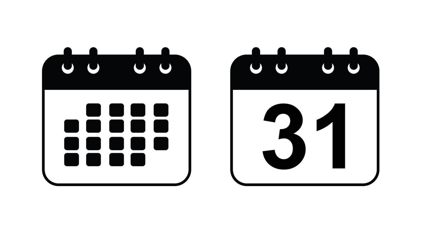 Editable Calendar Simple Black and White Flat Design with Transparent Background for Planning, Deadlines, and Event Reminders, vector