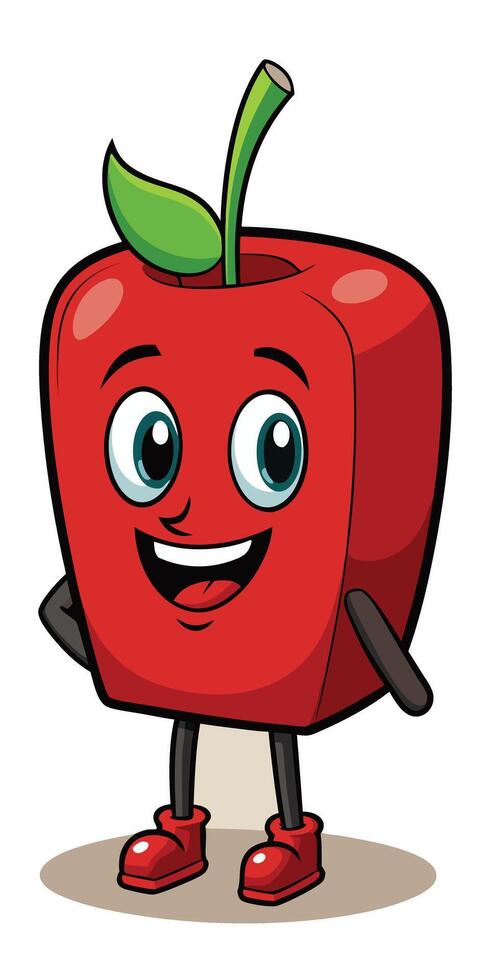 Happy Red Apple Cartoon Character on Transparent Background vector