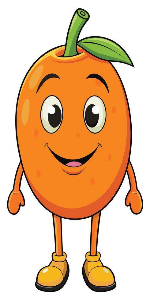 Cartoon Orange Character Smiling with Arms and Legs on transparent background vector