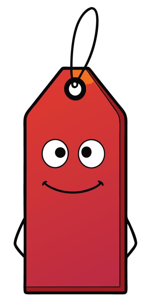 Cartoon Red Price Tag Character with a Smiling Face on transparent background vector