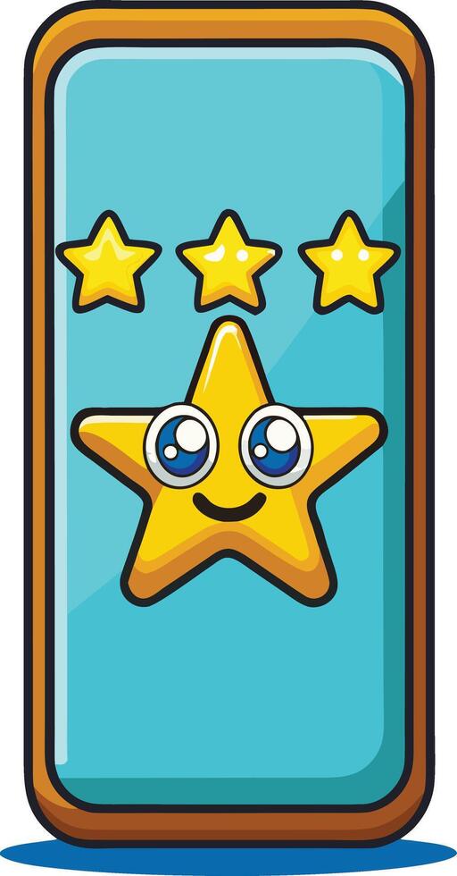 Cute Star Character on Blue Background with Three Stars on transparent background vector