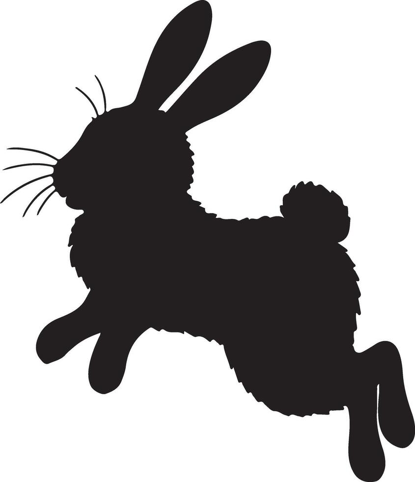 silhouette of a playful Easter bunny jumping with joy, on clean white background vector