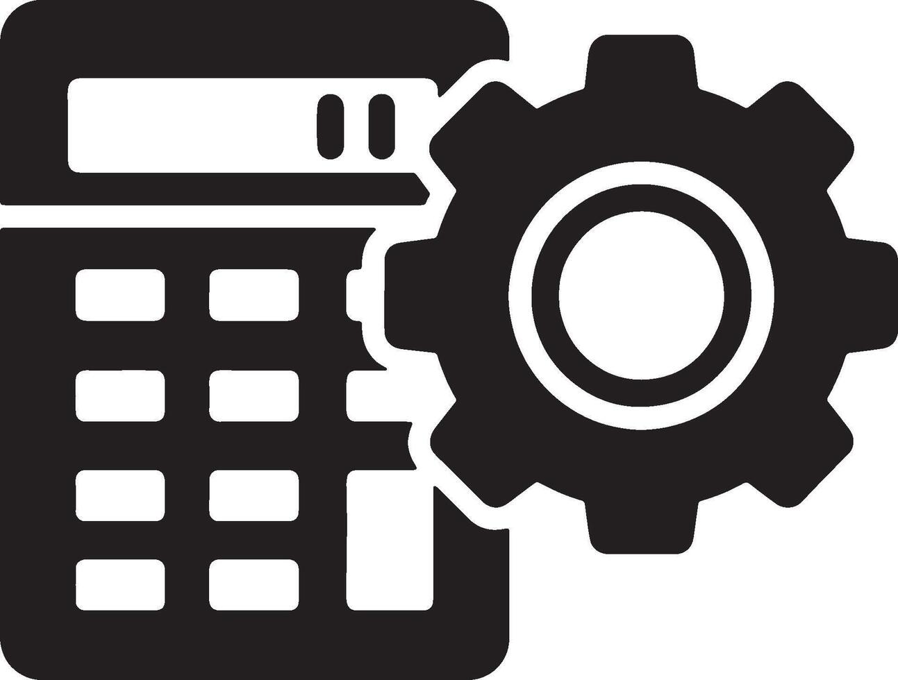 Financial Calculation and Settings Icon Calculator with Gear Symbol vector
