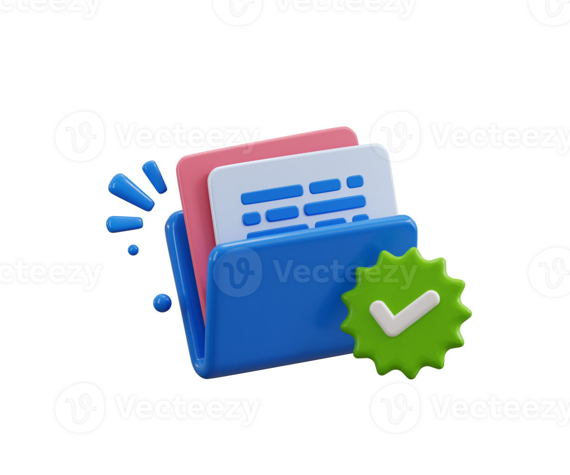 Folder paper and management file icon 3d render for accounting document efficient work on project plan folder with parchment 3d paperwork icon illustration png