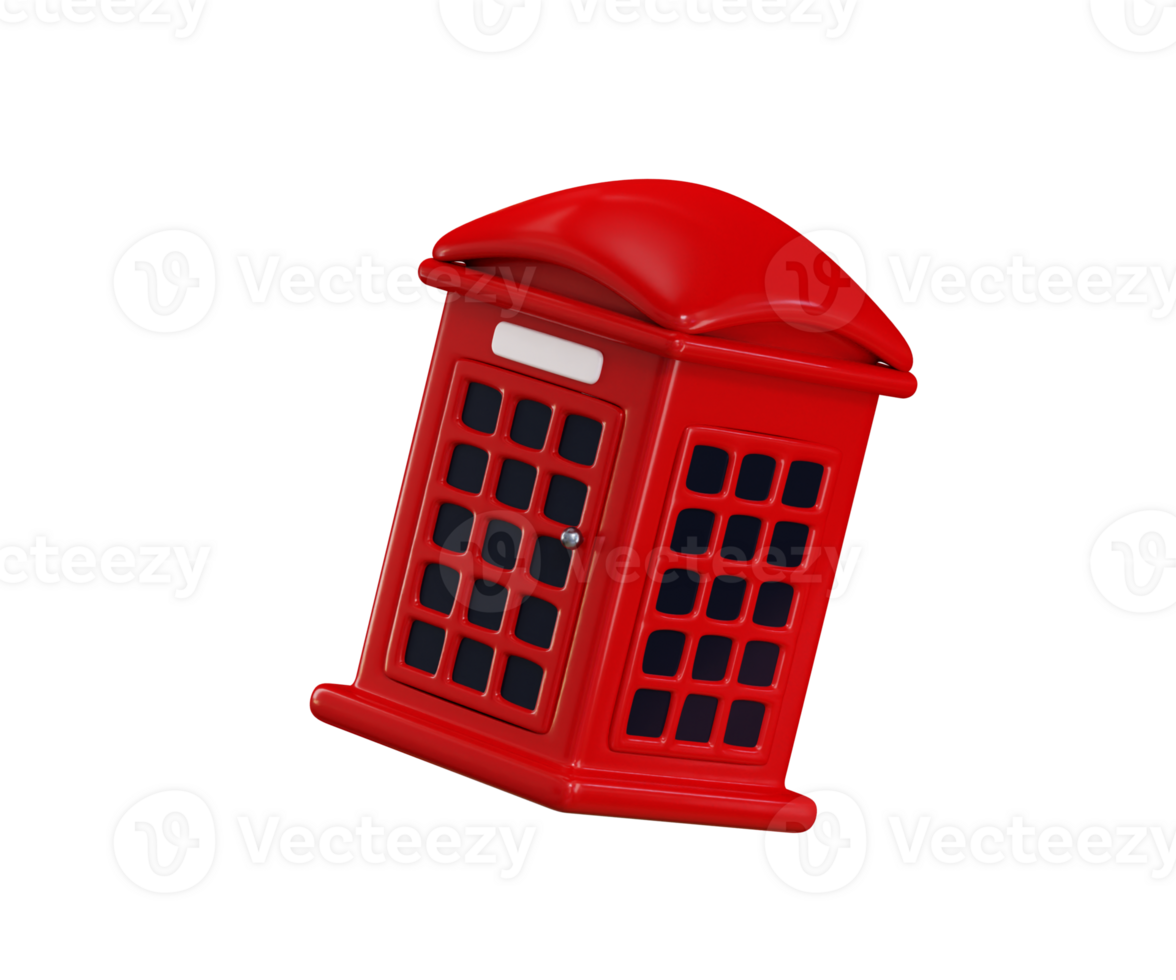 Telephone booth icon 3d render concept of old British red phonebooth icon illustration png