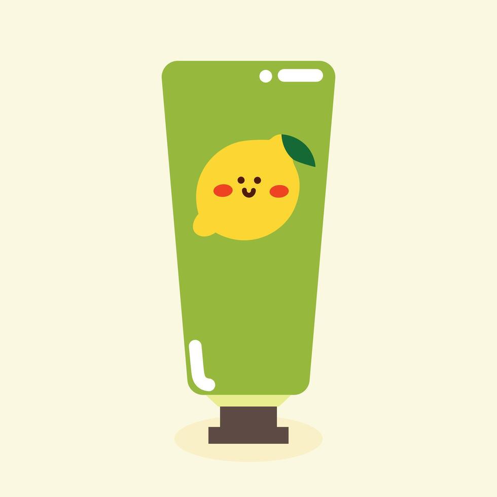 a tube of hand cream with lemon on it vector