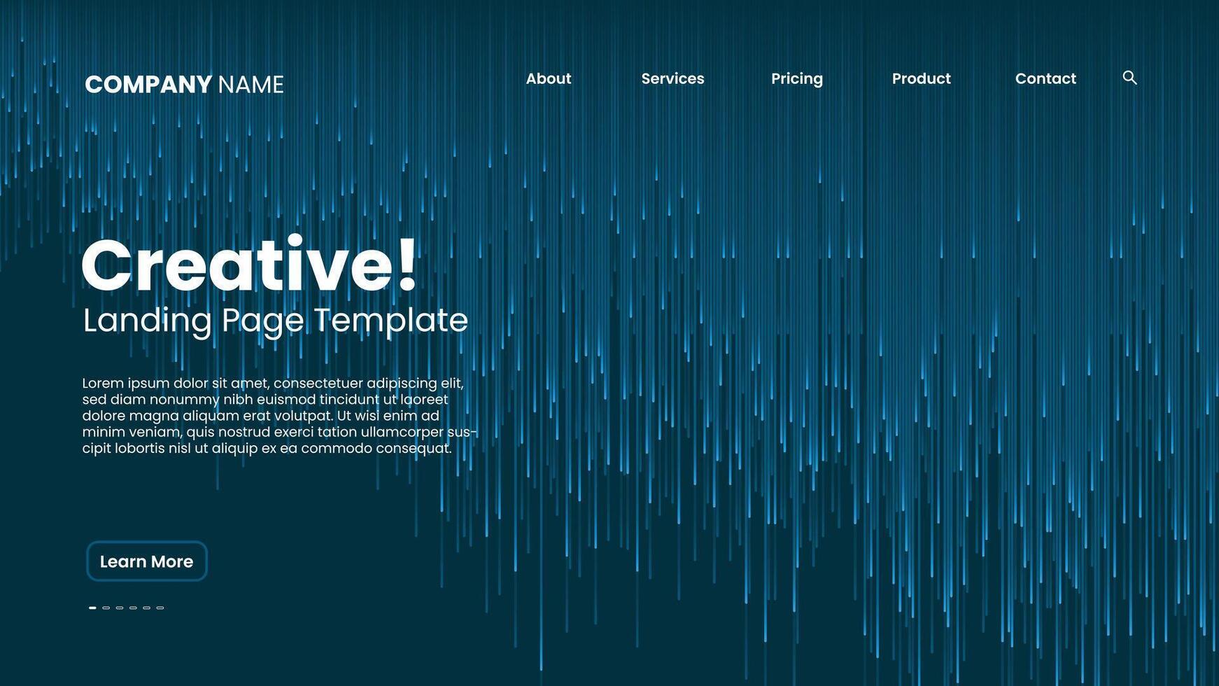 Modern landing page background featuring vertical blue glowing lines over a dark tech theme perfect for websites presentations and digital banners with a futuristic design. vector