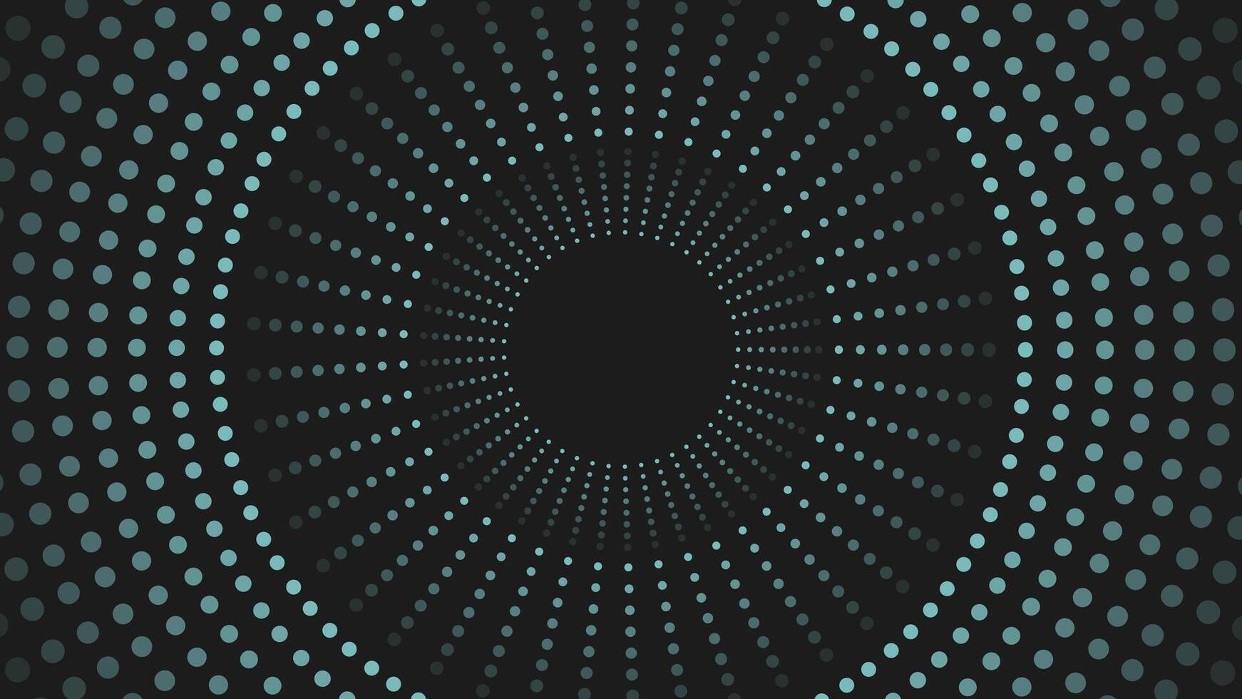 Modern abstract background with circular halftone dot pattern in blue on black, ideal for digital art, posters, presentations, and tech themed design projects vector
