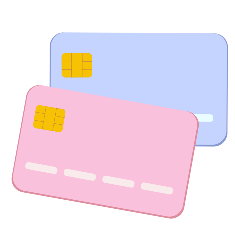 Minimal credit card illustration in muted pink and purple png