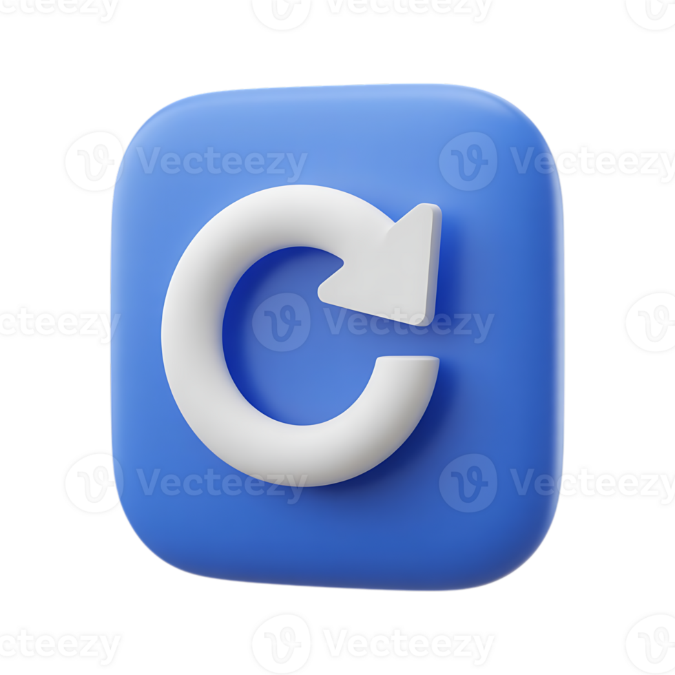 A blue reload icon with a white arrow isolated on transparent backgroundS png