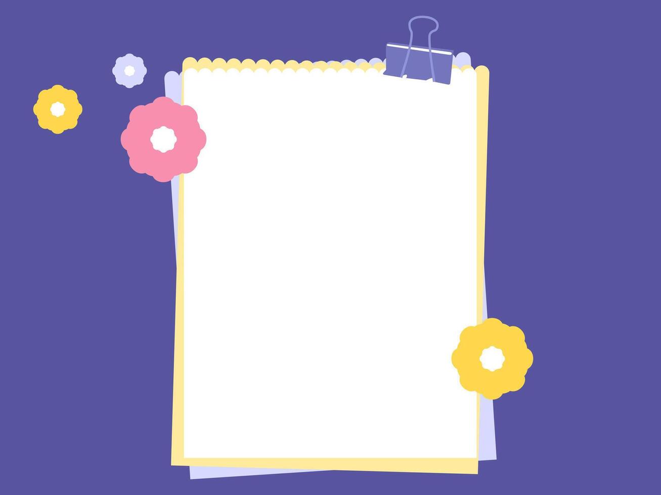 Creative Digital Memo Pad Layout with Floral Accents and a Practical Paperclip vector