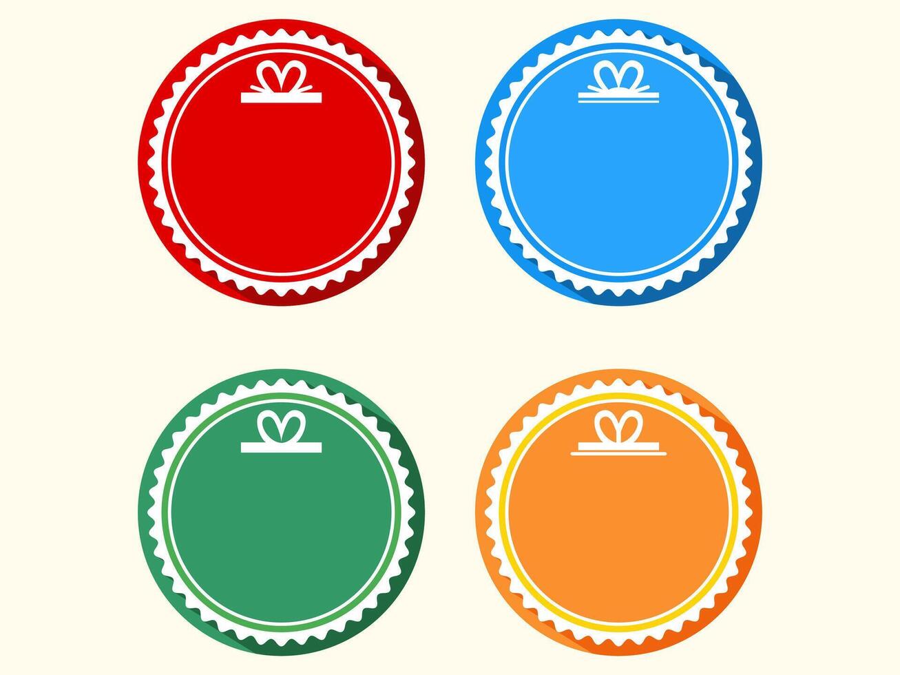 Elegant Blank Circular Labels with Decorative Edges and Subtle Gift Motif for Custom Branding vector