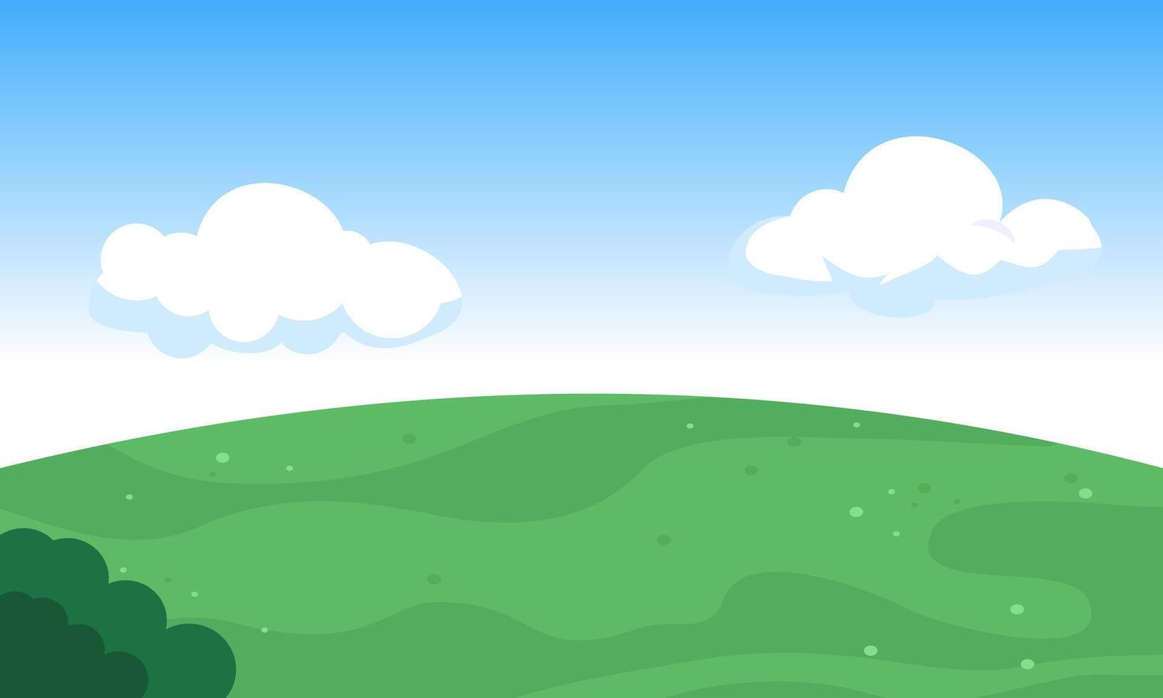 Landscape cartoon meadow with grass Blue sky vector