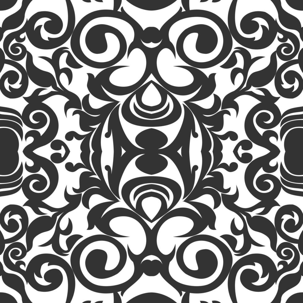 Seamless Floral Ornament Pattern in Black and White vector