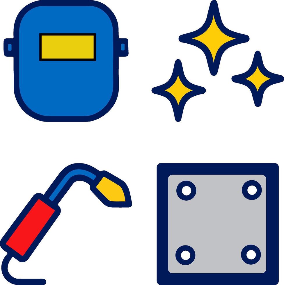 Welder mask, sparks, welding torch, and metal plate vector
