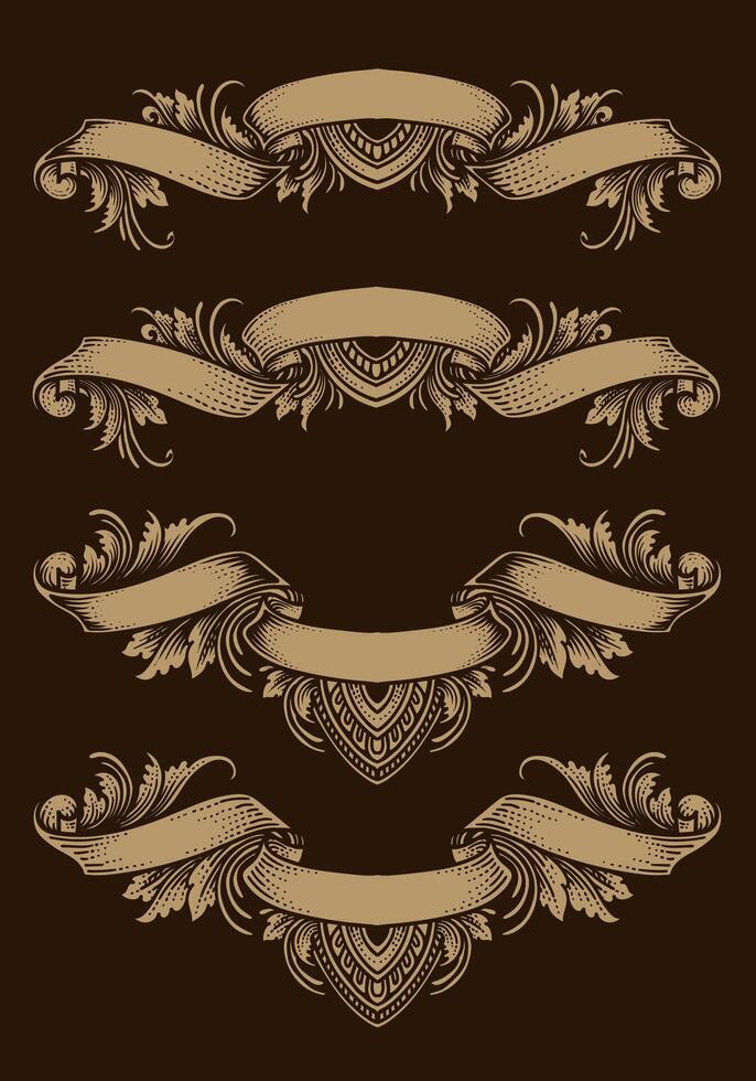 Vintage decorative banners with elegant designs vector