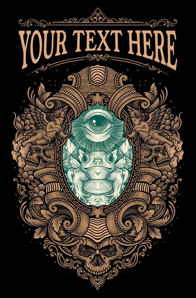 Artistic frog design with ornate patterns vector