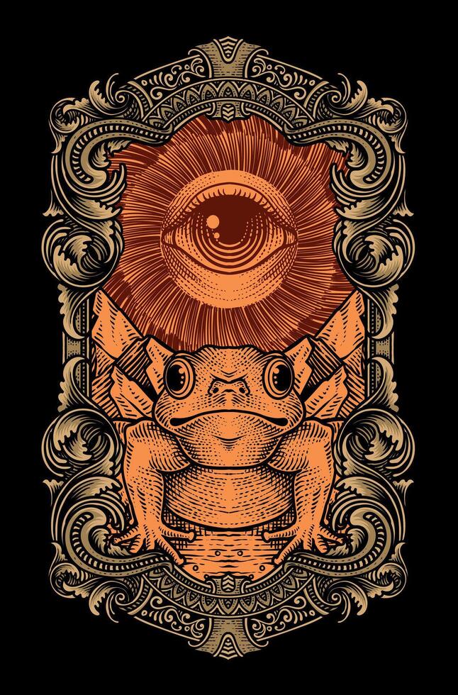 Frog with mystical eye design vector