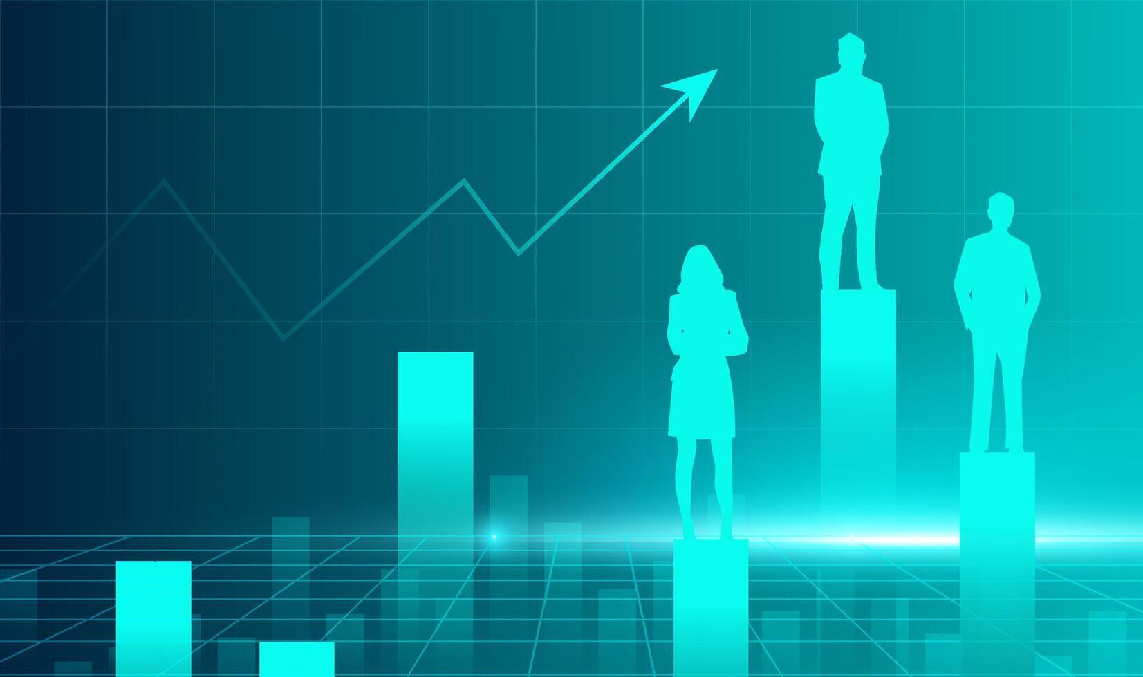 Business growth illustration with figures vector