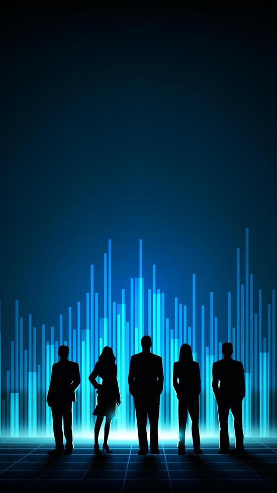 Business silhouettes with data visualization vector