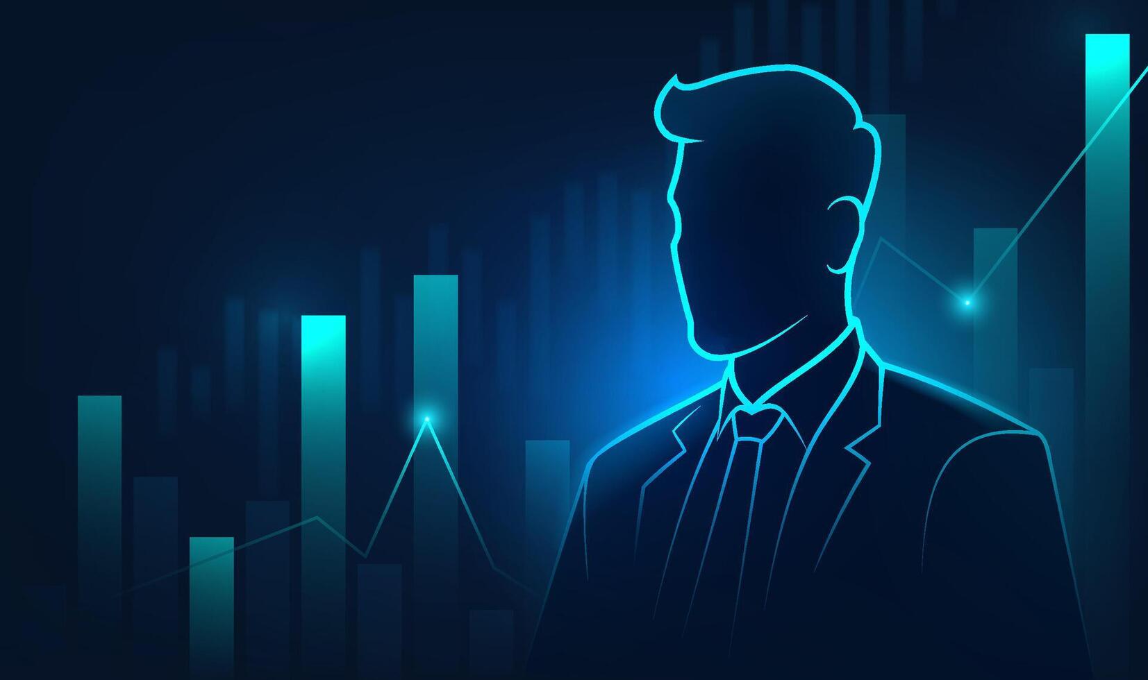 Businessman silhouette with data graphs vector