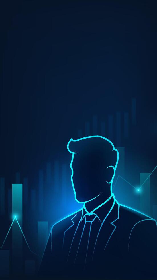 Businessman silhouette against graphs background vector