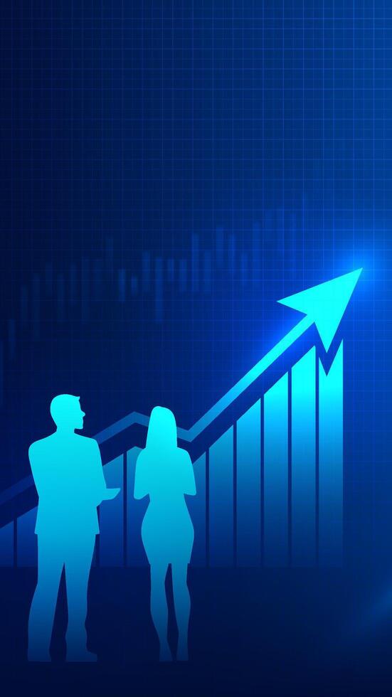 Business growth trend with professionals vector