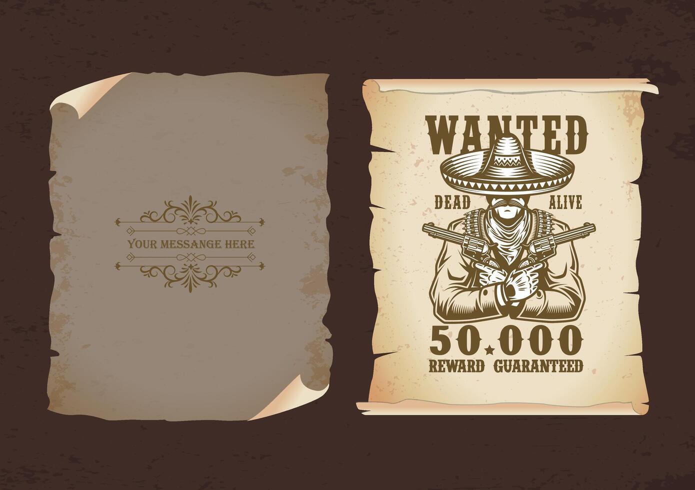 Wanted poster illustration with customizable message vector