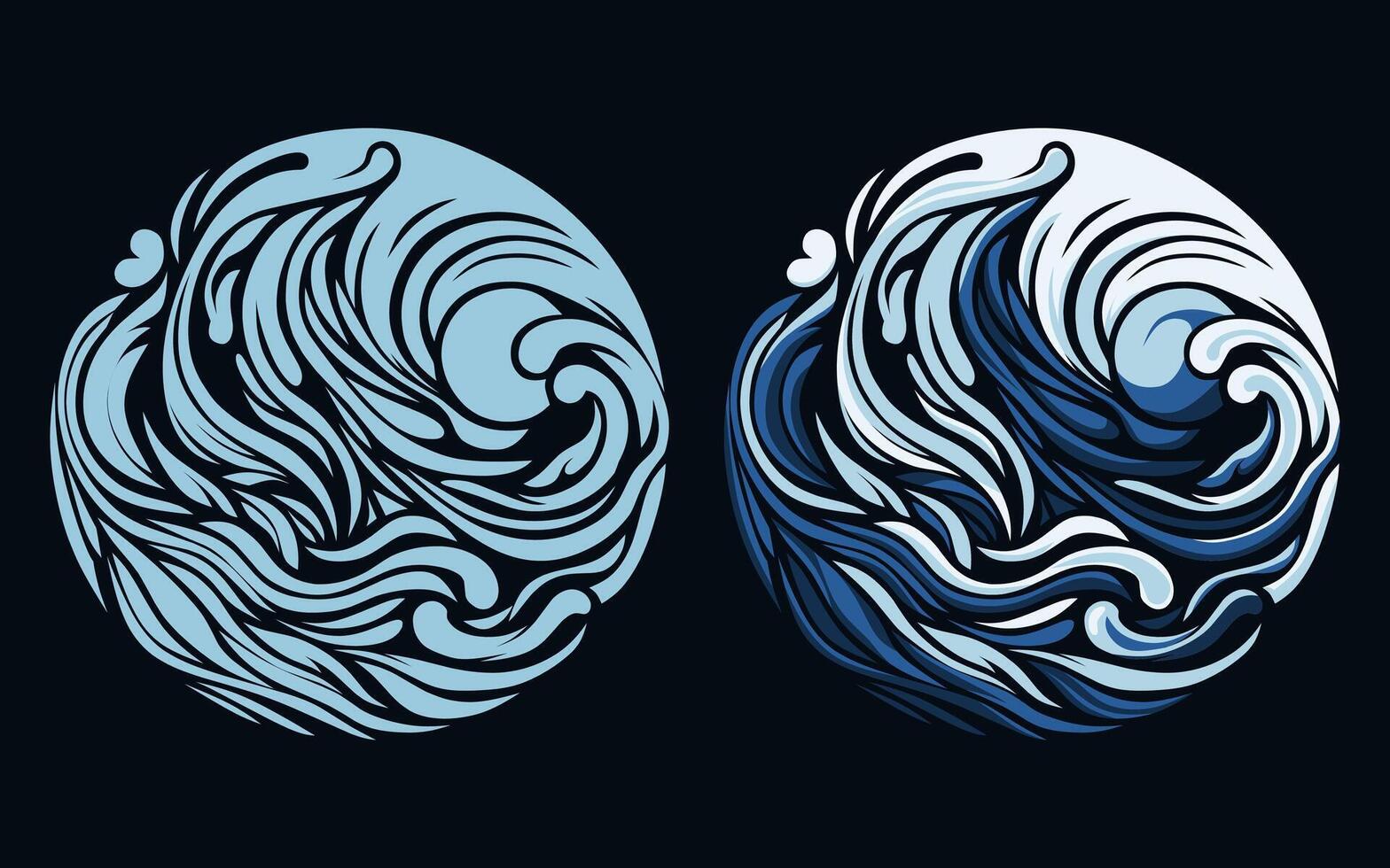 Abstract Circular Ocean Wave Blue Tones Design Illustration vector