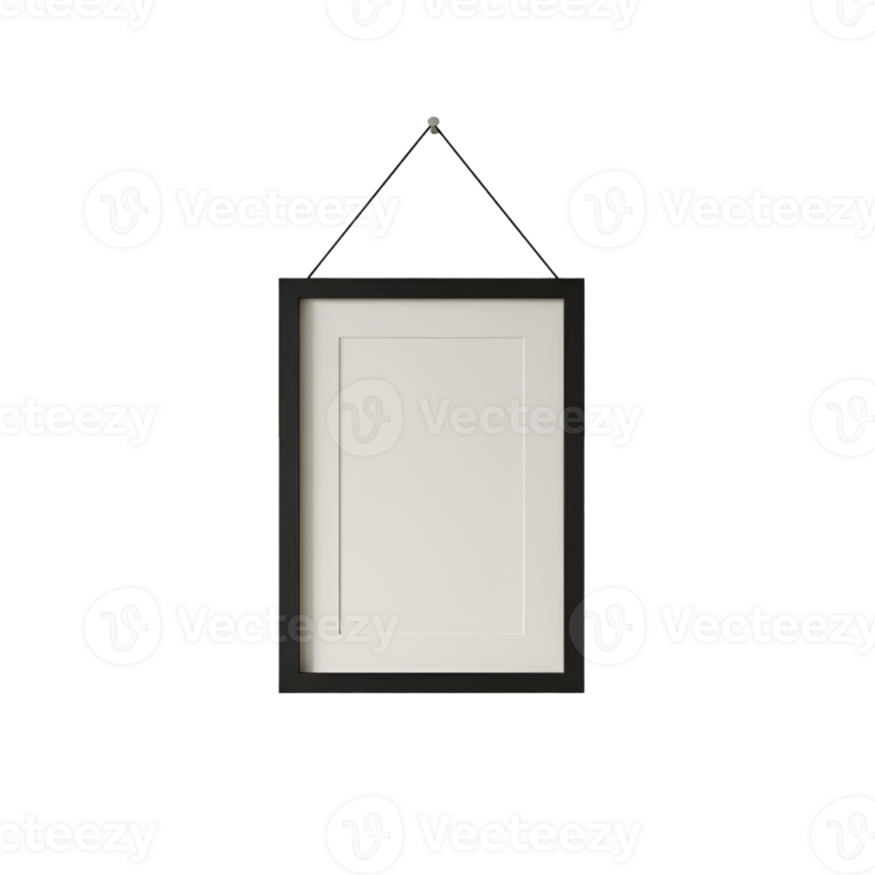 A black and white picture frame hanging on a wall png
