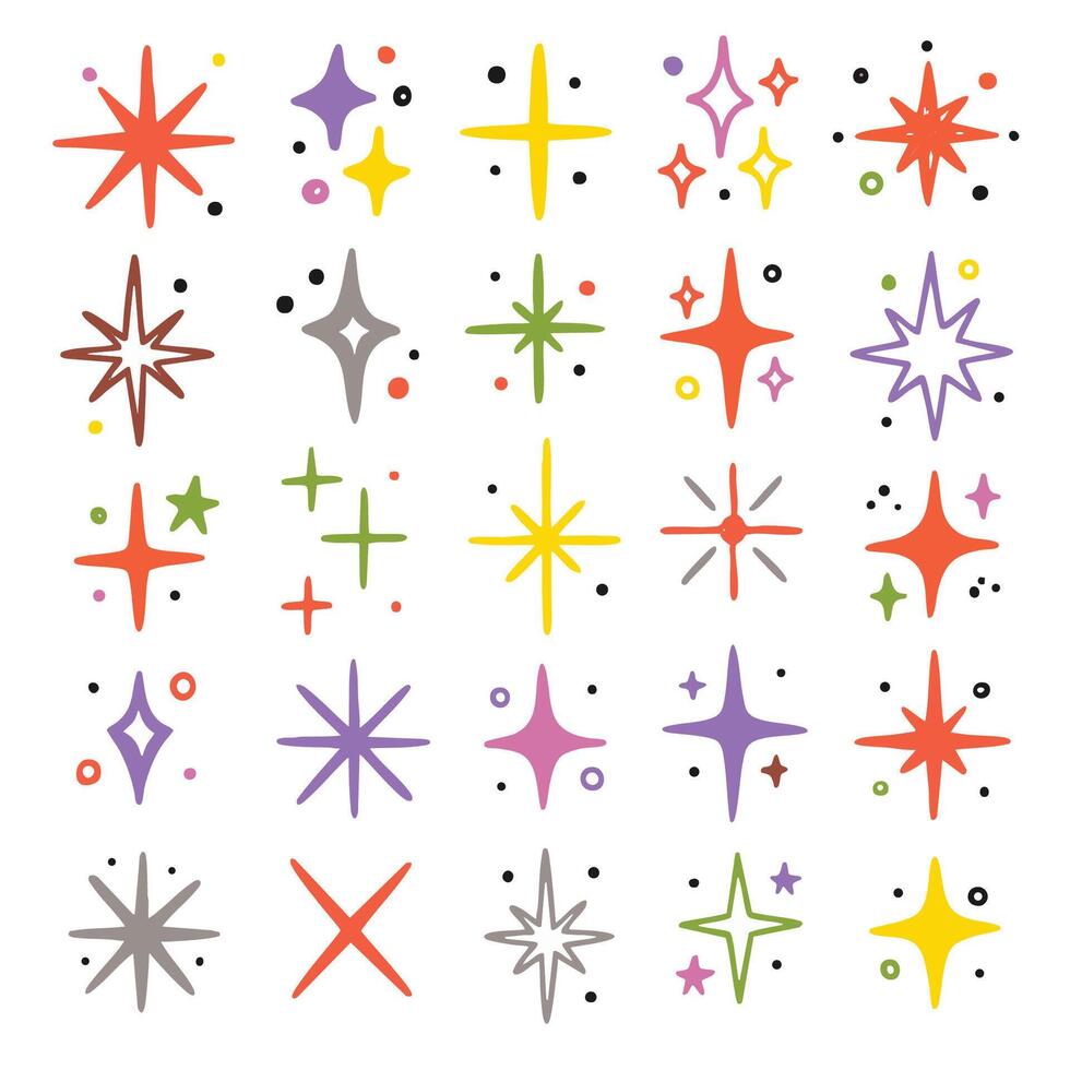 Bright and colorful star shapes in various designs and colors , creative vector
