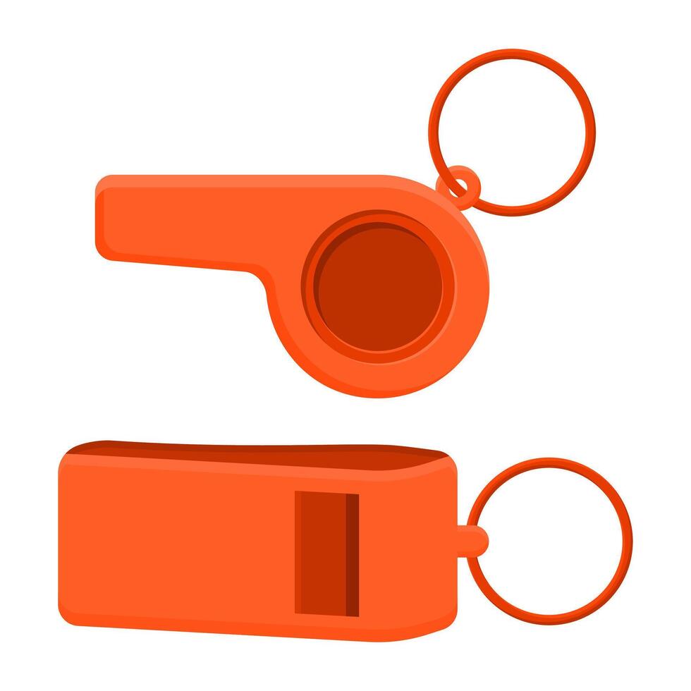 Orange Loud Whistle for Security and Emergency . Whistle Icon on White Background. vector
