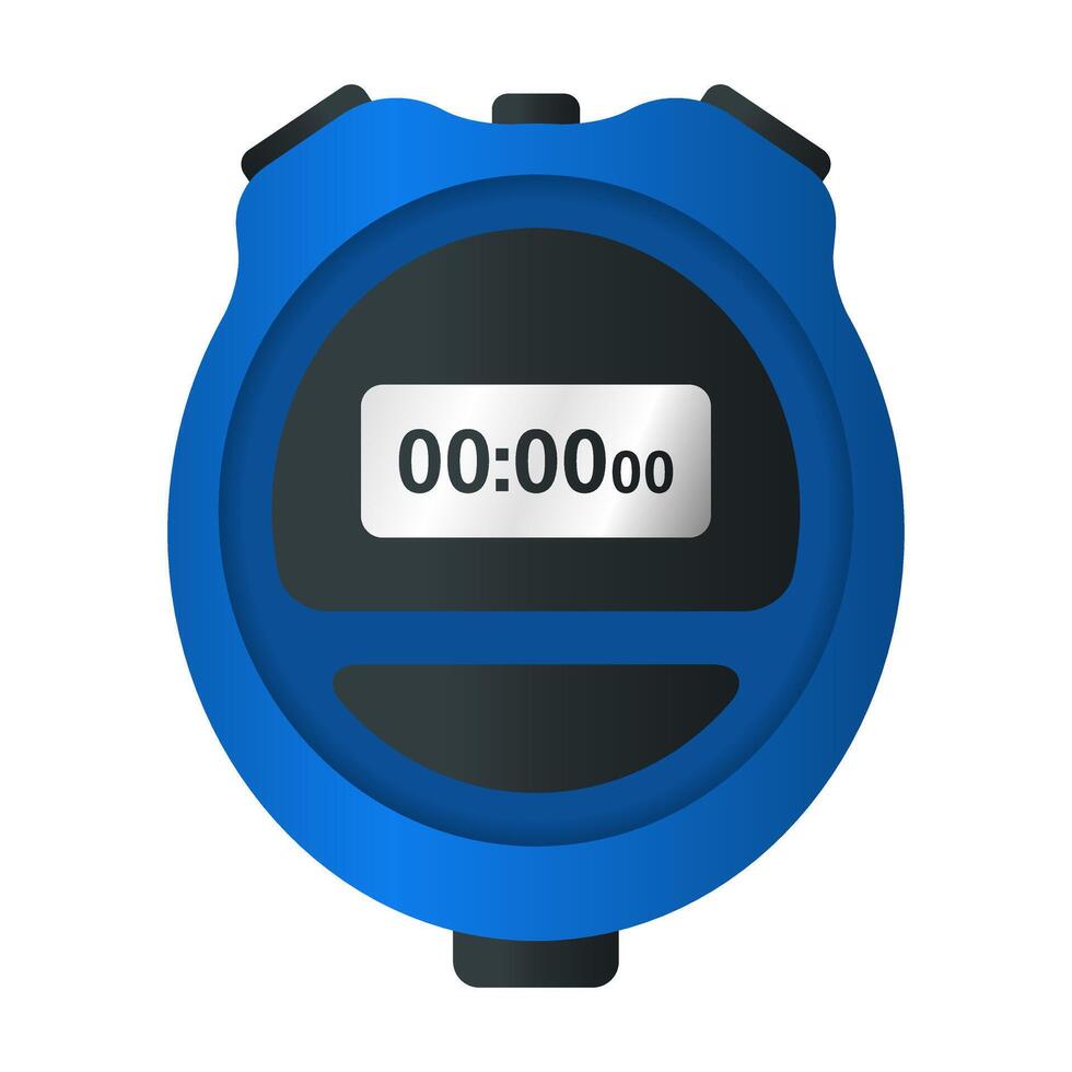 Blue Digital Stopwatch Timer . Stopwatch Element on White Background. Stopwatch with Control Buttons. vector