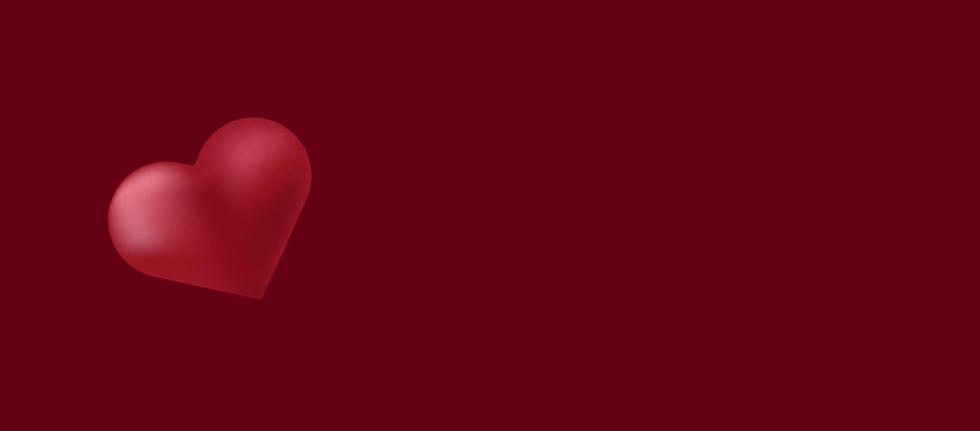 Red 3D Heart Minimalist Valentines Day Banner vector