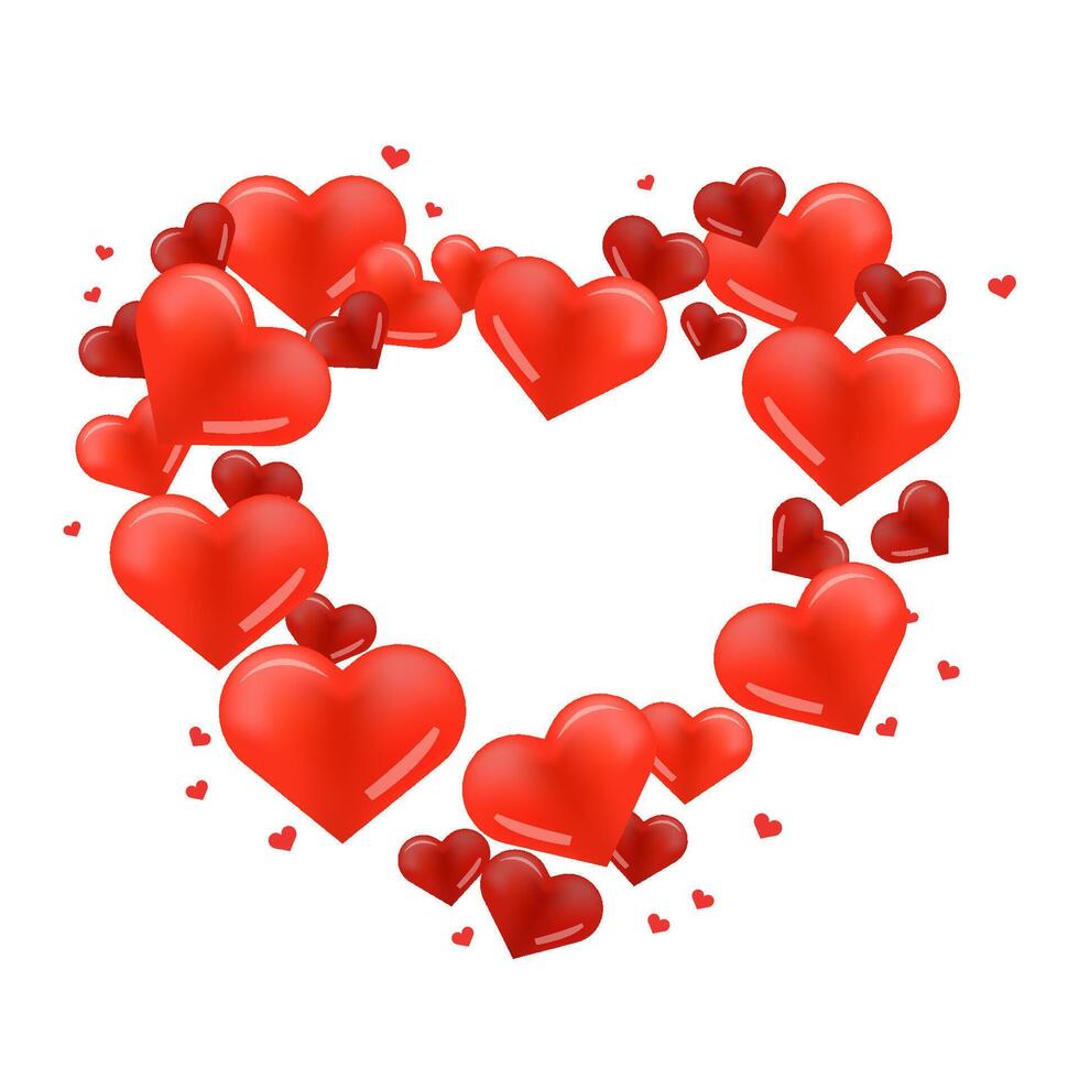 Red Hearts Frame Valentines Day Design for Branding vector