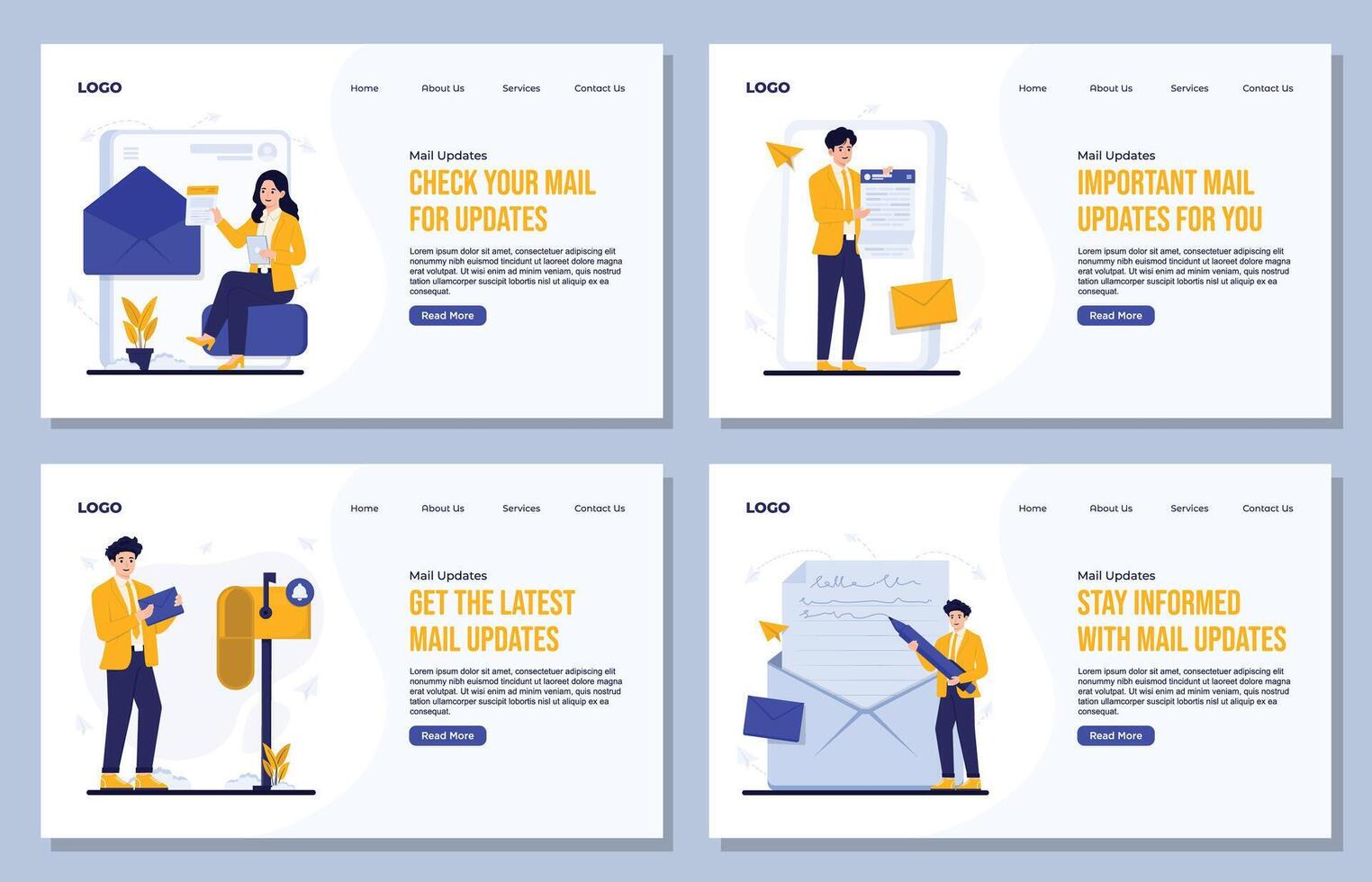 Mail update illustrations for services vector