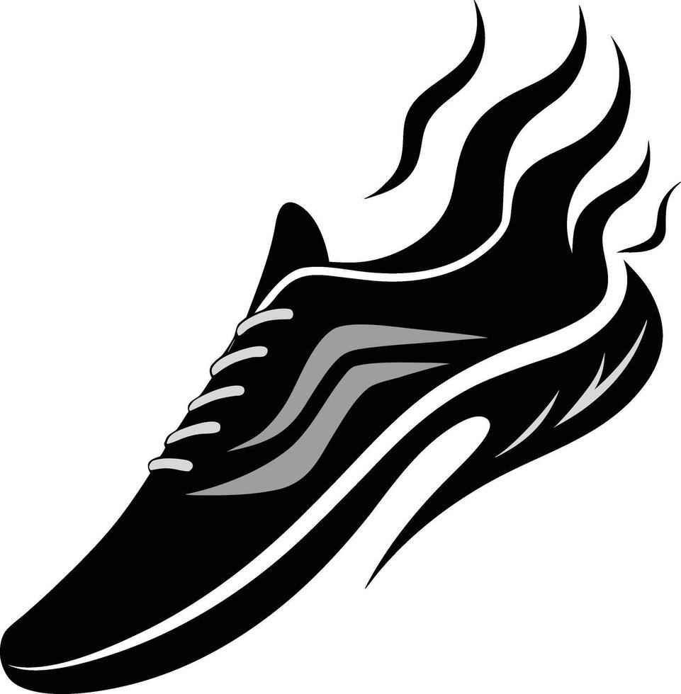 Speedy Running Shoe with Flames vector